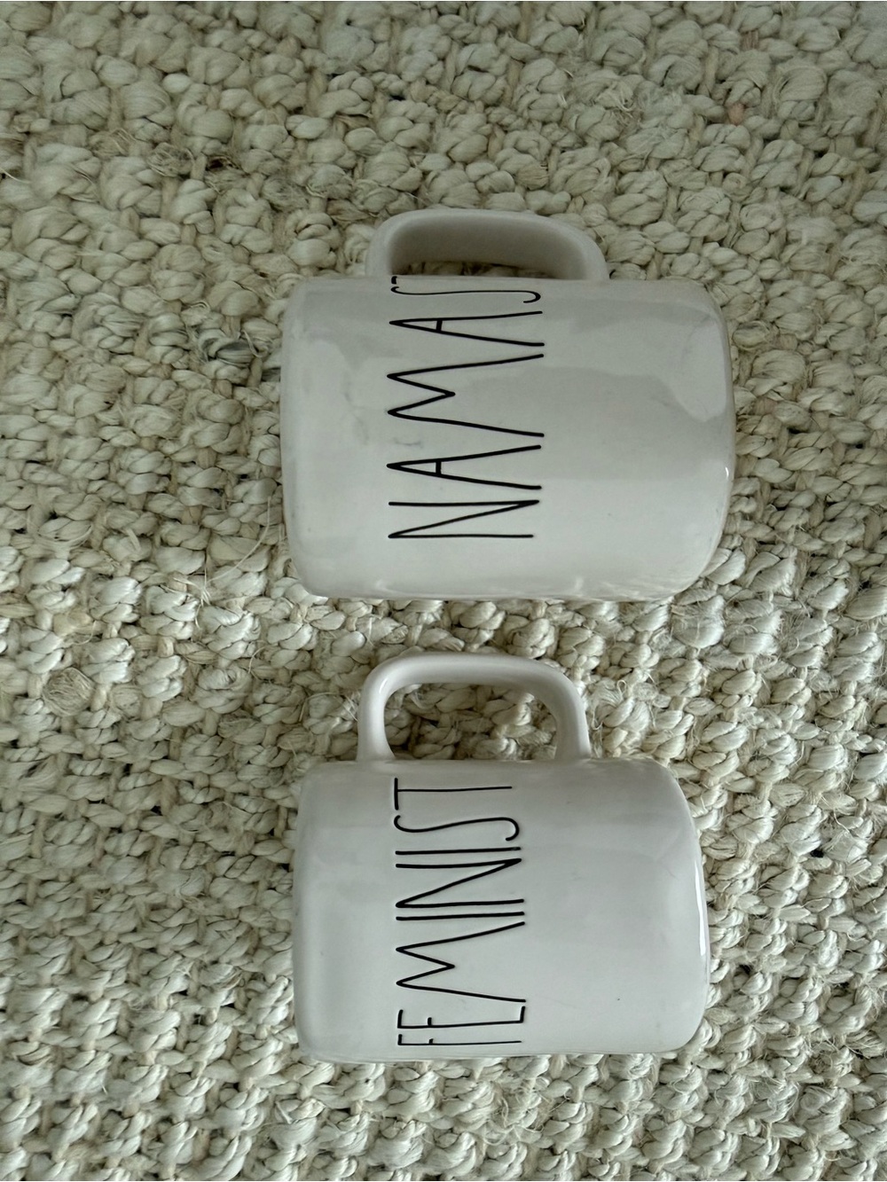 White Ceramic Rae Dunn Mugs - Set of 2